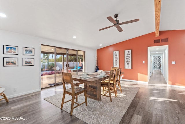 835 E Camino De Fray Marcos, Tucson, AZ 85718 - dining area with wood finished floors, ceiling fan, baseboards, and recessed lighting