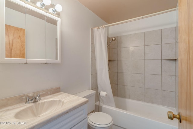 1470 S Palo Verde Ave Unit J 201, Tucson, AZ 85713 - bathroom featuring shower / bathtub combination with curtain, vanity, and toilet