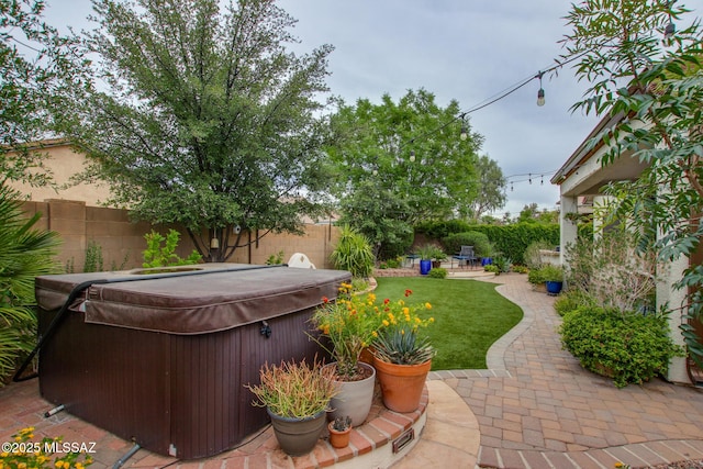 5457 S Canyon Oak Dr, Tucson, AZ 85747 - view of patio featuring a hot tub