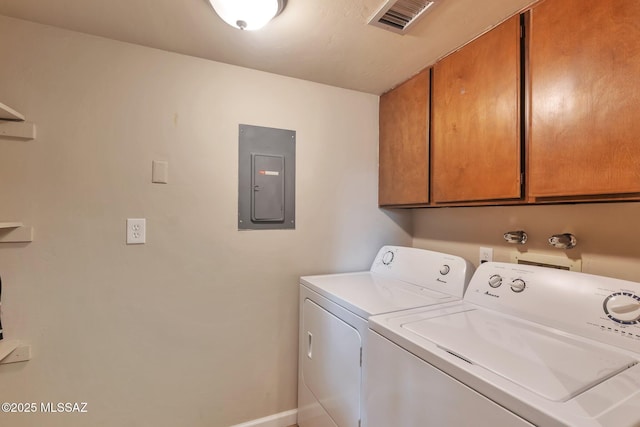 2435 N Shade Tree Cir, Tucson, AZ 85715 - washroom with electric panel, washing machine and clothes dryer, cabinet space, and baseboards
