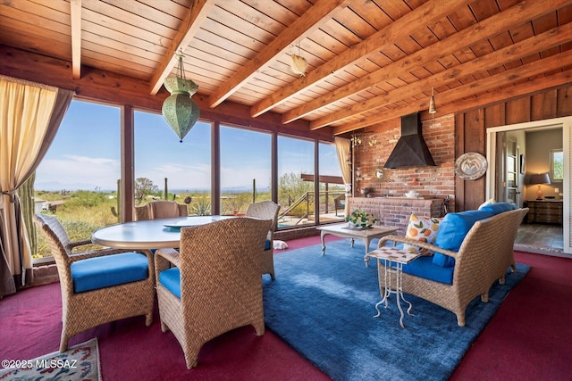 6731 N Pontatoc Rd, Tucson, AZ 85718 - sunroom / solarium with carpet and wooden ceiling with exposed beams