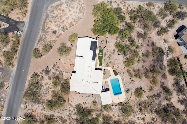 6731 N Pontatoc Rd, Tucson, AZ 85718 - aerial view of property and surrounding area with a pool area and a desert landscape