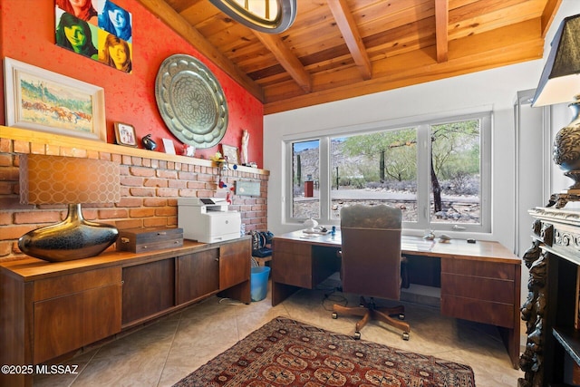 6731 N Pontatoc Rd, Tucson, AZ 85718 - office featuring wooden ceiling and light tile patterned flooring