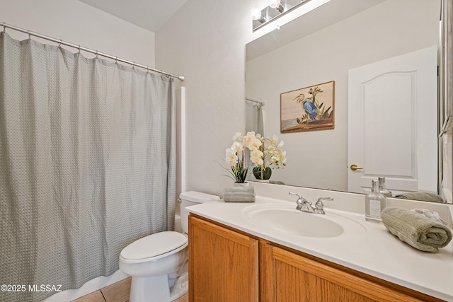246 W Tabascoe Pl, Oro Valley, AZ 85755 - bathroom with toilet, vanity, tile patterned flooring, and shower / tub combo
