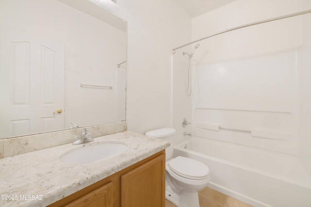 3347 S Desert Scroll Pl, Tucson, AZ 85735 - bathroom featuring vanity, toilet,  shower combination, and tile patterned floors