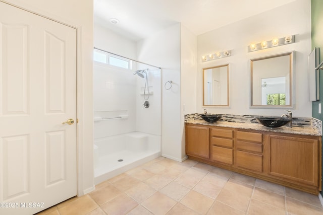 3347 S Desert Scroll Pl, Tucson, AZ 85735 - full bathroom featuring double vanity and a walk in shower