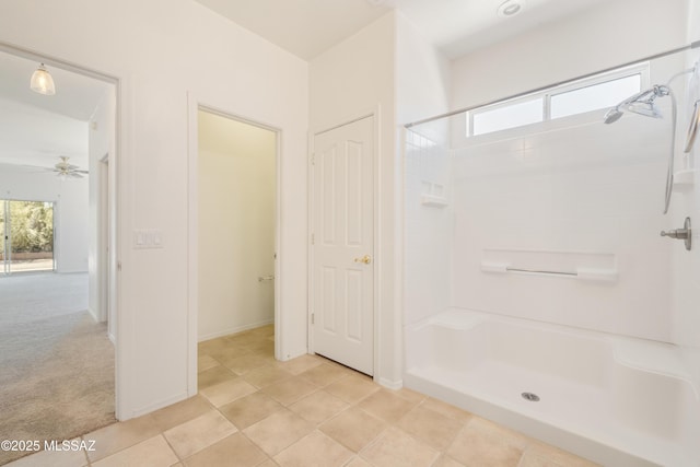 3347 S Desert Scroll Pl, Tucson, AZ 85735 - full bath featuring a stall shower and a ceiling fan