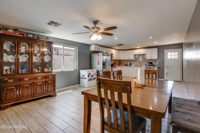3758 E Ellington Pl, Tucson, AZ 85713 - dining area featuring plenty of natural light, a ceiling fan, baseboards, and recessed lighting