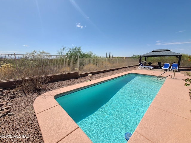 17144 S Scarlet Cliff Pl, Vail, AZ 85641 - view of swimming pool featuring a gazebo, a patio, and a fenced backyard