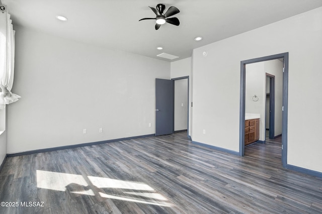 329 W Vuelta Friso, Sahuarita, AZ 85629 - spare room with dark wood-type flooring, ceiling fan, baseboards, and recessed lighting