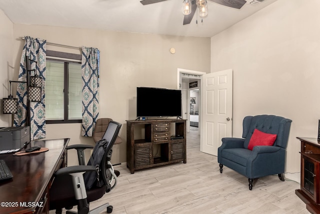 5831 N Moonbrook Rd, Tucson, AZ 85741 - office space featuring ceiling fan, vaulted ceiling, and wood finished floors