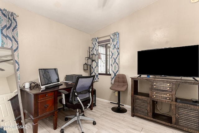 5831 N Moonbrook Rd, Tucson, AZ 85741 - office space with wood finished floors, vaulted ceiling, and baseboards