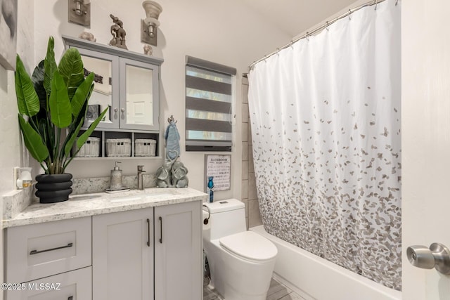 5831 N Moonbrook Rd, Tucson, AZ 85741 - bathroom featuring vanity, toilet, and shower / tub combo