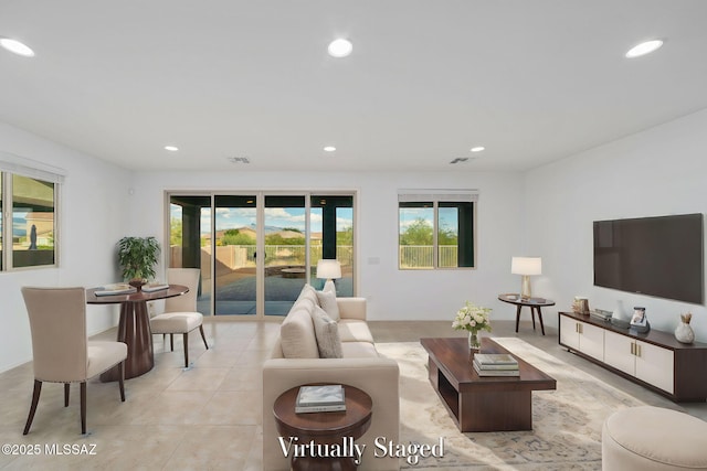 11324 Granite Gulch Way, Tucson, AZ 85747 - living area with recessed lighting and light tile patterned floors