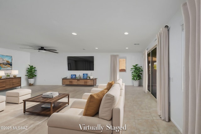 11324 Granite Gulch Way, Tucson, AZ 85747 - living room with ceiling fan and recessed lighting