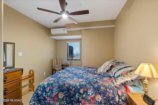1969 W Three Oclock Hill Rd, Oracle, AZ 85623 - carpeted bedroom featuring a wall mounted AC and a ceiling fan
