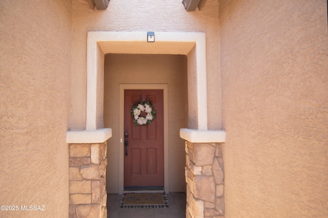 22100 E Statehood Ln, Red Rock, AZ 85145 - doorway to property featuring stucco siding