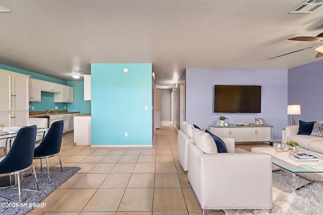 1448 N Calle Futura, Oracle, AZ 85623 - living room featuring a ceiling fan and light tile patterned flooring