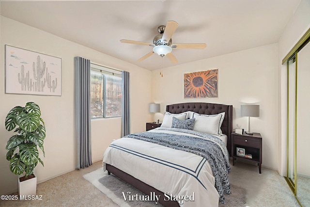 1448 N Calle Futura, Oracle, AZ 85623 - bedroom with carpet floors, ceiling fan, and a closet