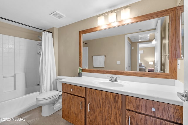 5751 N Kolb Rd Unit 23104, Tucson, AZ 85750 - full bathroom featuring tile patterned floors, vanity, toilet, and shower / bath combo with shower curtain