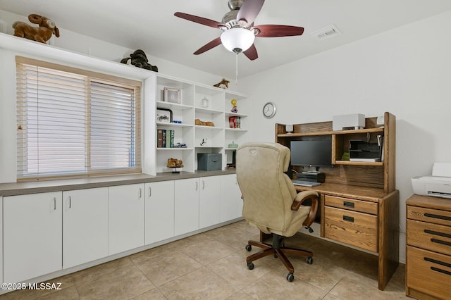 10140 E Pleasant View Way, Tucson, AZ 85748 - office featuring a ceiling fan and light tile patterned flooring