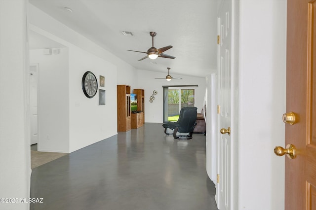 10140 E Pleasant View Way, Tucson, AZ 85748 - hallway with concrete floors and lofted ceiling