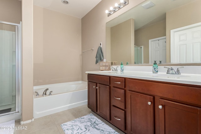102 E Forrest Feezor St, Vail, AZ 85641 - full bath with double vanity, tile patterned flooring, a stall shower, and a bath