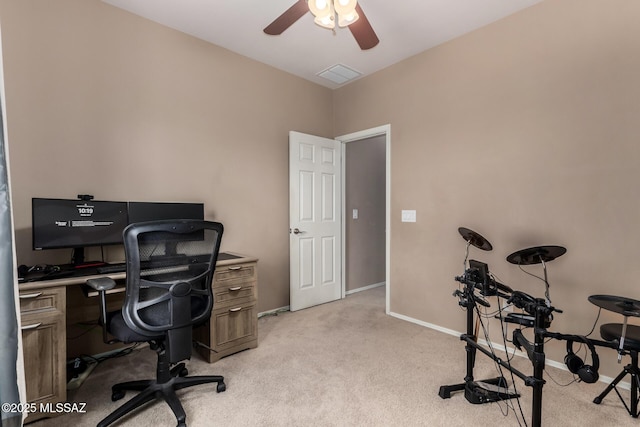 102 E Forrest Feezor St, Vail, AZ 85641 - office area featuring light carpet, ceiling fan, and baseboards