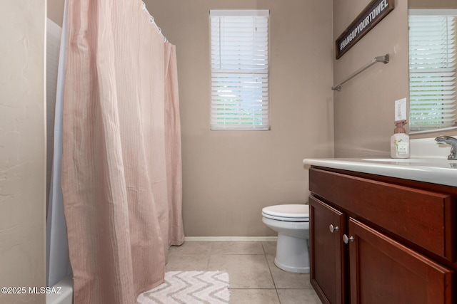 102 E Forrest Feezor St, Vail, AZ 85641 - bathroom featuring vanity, toilet, tile patterned floors, baseboards, and shower / tub combo