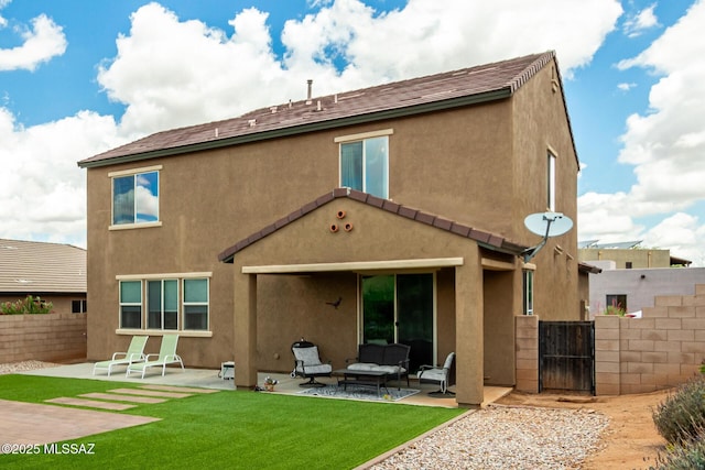 102 E Forrest Feezor St, Vail, AZ 85641 - back of property with a patio area, stucco siding, outdoor lounge area, and a gate
