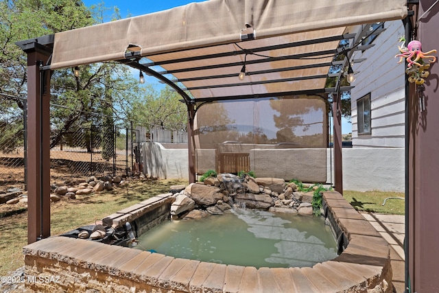 745 N Las Flores Dr, Oracle, AZ 85623 - dock area with a pergola and a small pond