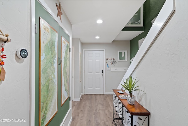 745 N Las Flores Dr, Oracle, AZ 85623 - doorway to outside with light wood-style flooring and recessed lighting
