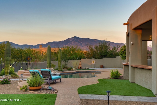 8505 S Circle C Ranch Rd, Vail, AZ 85641 - view of pool with a mountain view, a fenced backyard, and a patio area