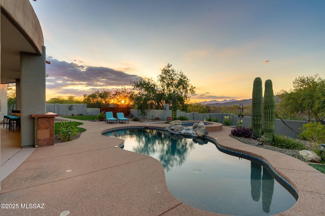 8505 S Circle C Ranch Rd, Vail, AZ 85641 - view of swimming pool with a patio, a fenced backyard, and a pool with connected hot tub