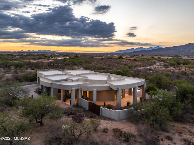 8505 S Circle C Ranch Rd, Vail, AZ 85641 - view of front of home with a mountain view, stucco siding, and a chimney