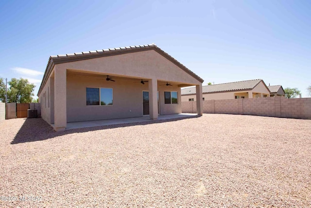 3601 E Nebraska Stra, Tucson, AZ 85706 - back of property with ceiling fan, stucco siding, and a fenced backyard
