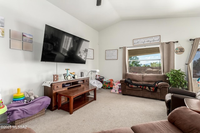 217 E Creosote Draw Rd, Vail, AZ 85641 - carpeted living room with lofted ceiling