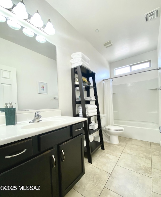 9828 N Niobrara Way, Tucson, AZ 85742 - full bath featuring vanity, toilet, tile patterned floors, and shower / bath combo