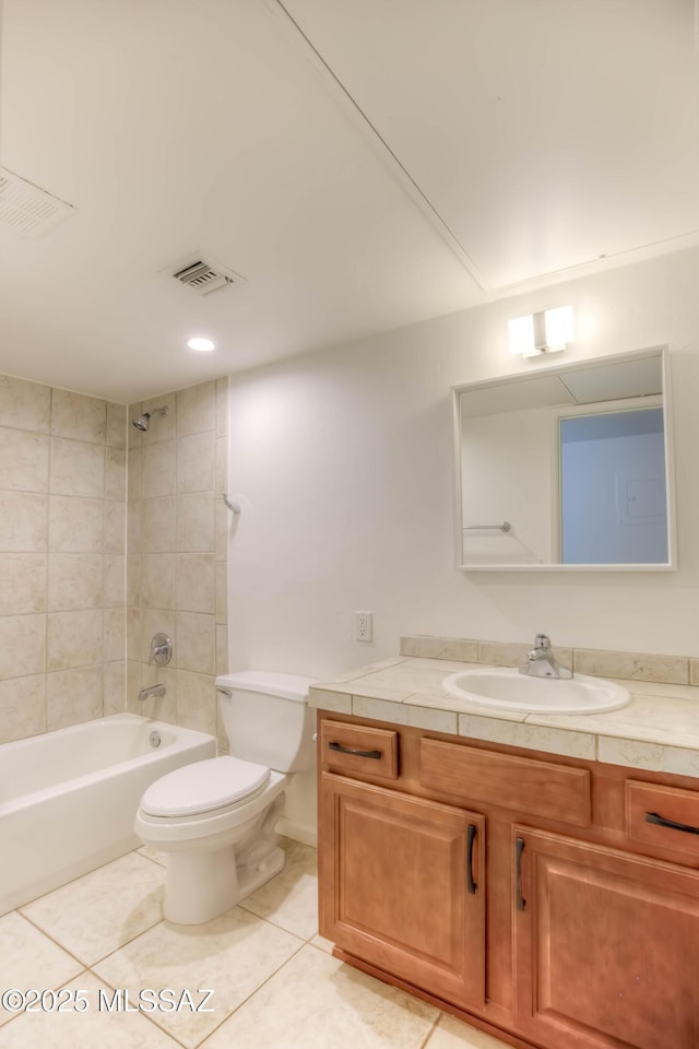 6255 N Camino Pimeria Alta Apt 81, Tucson, AZ 85718 - full bathroom with vanity, tile patterned flooring, toilet, and bathtub / shower combination