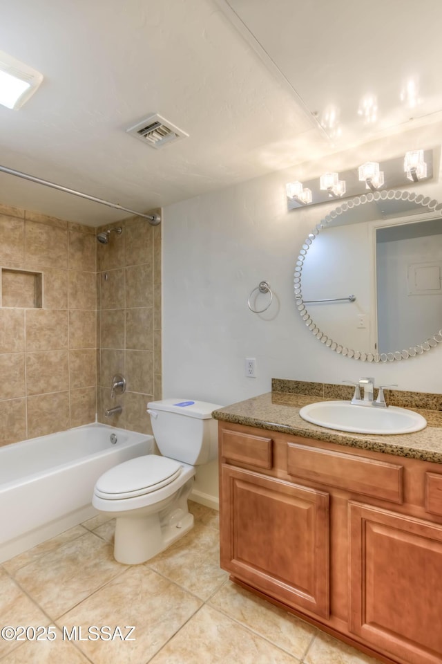 6255 N Camino Pimeria Alta Apt 65, Tucson, AZ 85718 - bathroom with tile patterned floors, vanity, toilet, and bathing tub / shower combination