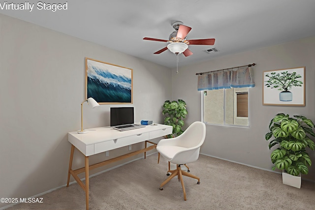 1248 W Via Cerro Colorado, Sahuarita, AZ 85629 - carpeted home office with ceiling fan and baseboards