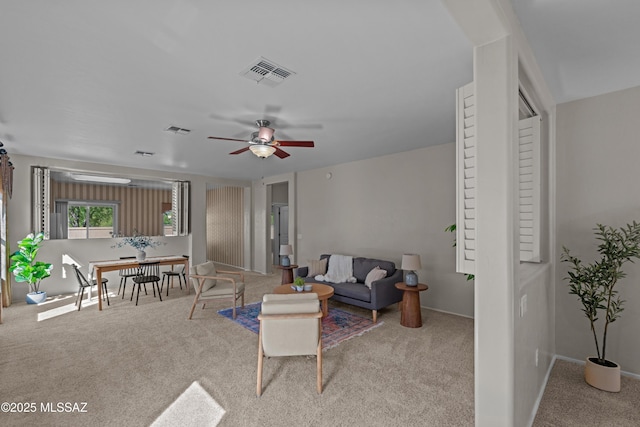 1248 W Via Cerro Colorado, Sahuarita, AZ 85629 - carpeted living room with a ceiling fan and baseboards