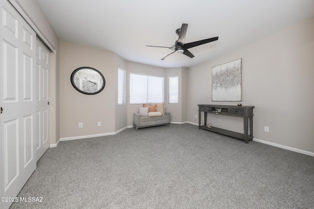 Tucson, AZ 85748 - sitting room with a ceiling fan, carpet floors, and baseboards
