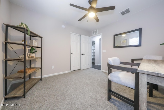 Tucson, AZ 85748 - carpeted home office featuring a ceiling fan and baseboards