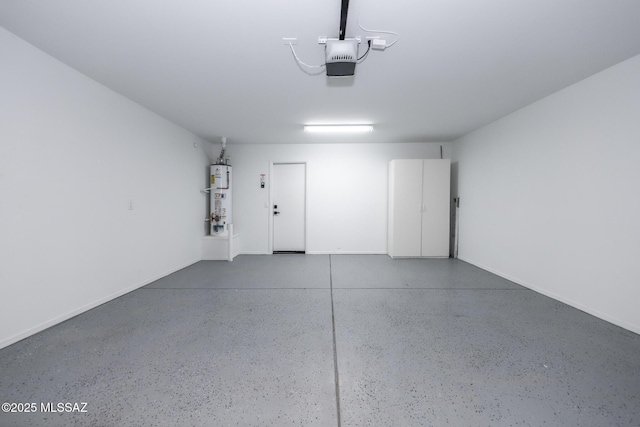 Tucson, AZ 85748 - garage with a garage door opener, strapped water heater, and baseboards