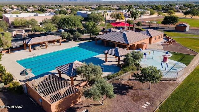 7663 W Creosote Spring Ct, Tucson, AZ 85743 - community pool with a gazebo and a residential view
