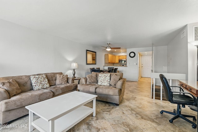 961 N Euclid Ave Unit 130, Tucson, AZ 85719 - living room with a ceiling fan and an office area