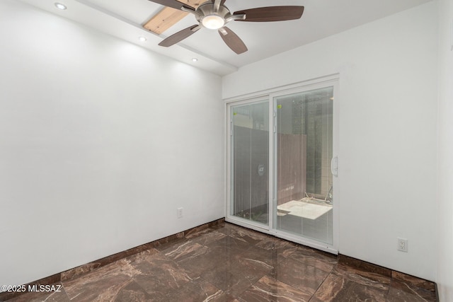 3940 E Timrod St Unit 118, Tucson, AZ 85711 - unfurnished room with recessed lighting, marble finish flooring, and a ceiling fan