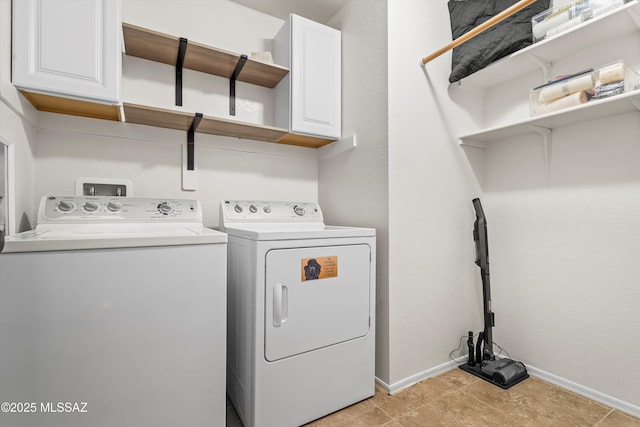 9860 N Western Sky Pl, Tucson, AZ 85742 - laundry area featuring cabinet space, independent washer and dryer, and baseboards