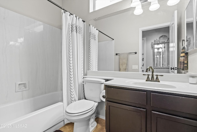 9860 N Western Sky Pl, Tucson, AZ 85742 - bathroom with vanity, shower / bath combination with curtain, and toilet